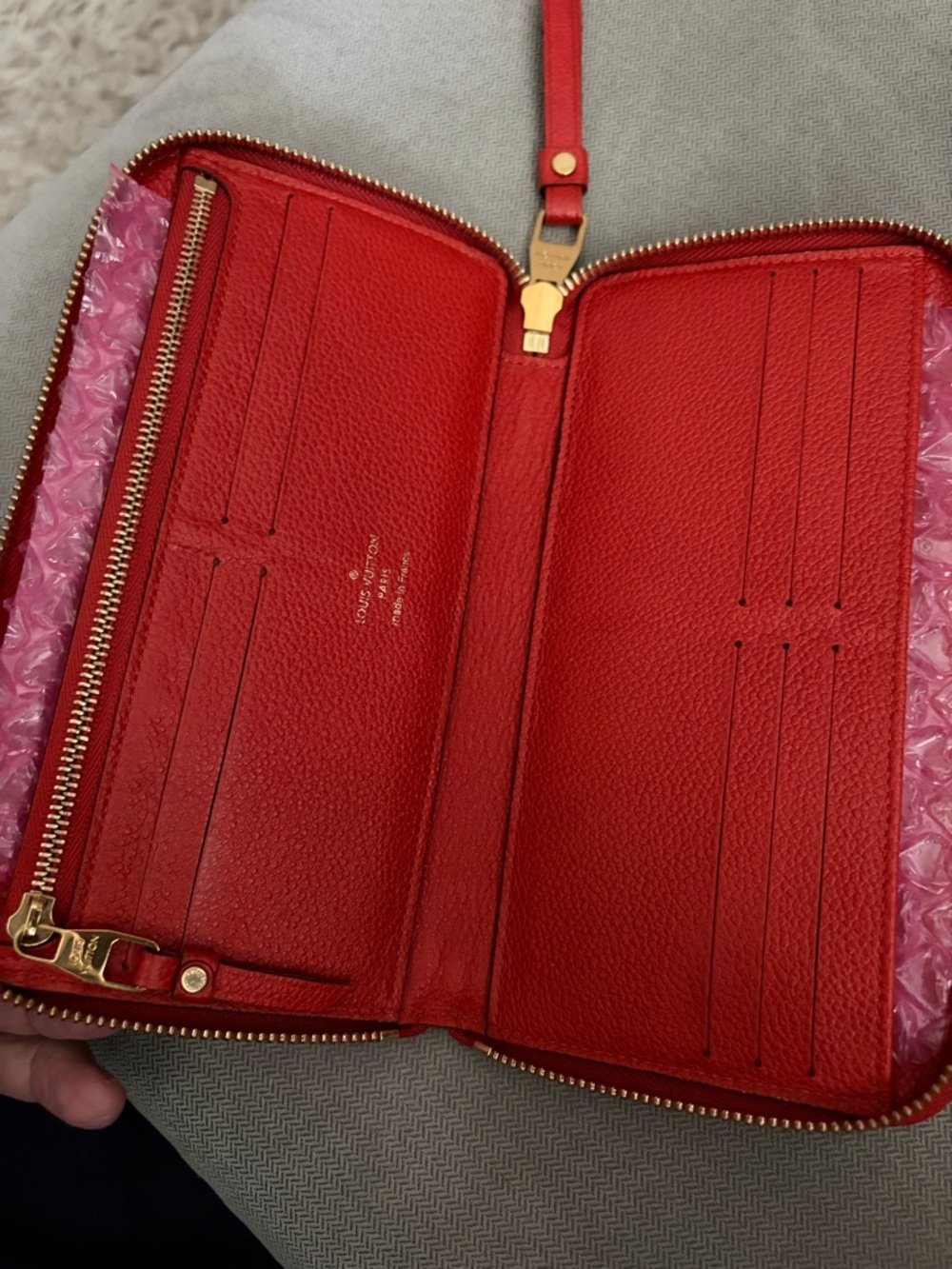 Louis Vuitton - Coral Red Monogram Empreinte Zippy Wallet - Picture 11 of 16